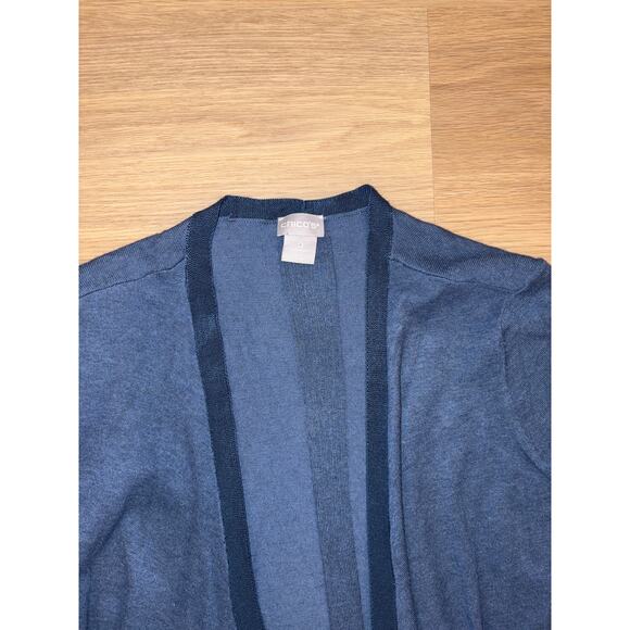 Chicos lightweight blue open drape front cardigan sweater size 0 / small - Picture 2 of 4